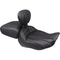 MUSTANG Deluxe Touring Solo Seat - w/ Backrest - Mandarin Orange Stitch - FLT/FLH '23-'25 89401MO