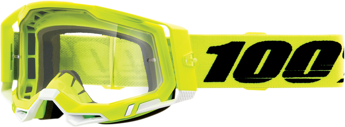 100% Racecraft 2 Goggles - Fluo Yellow - Clear 50009-00004