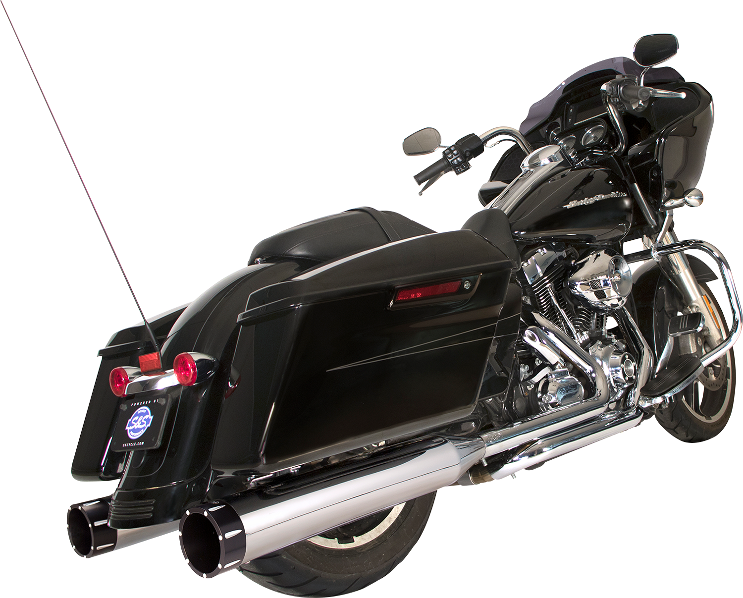 S&S CYCLE El Dorado Dual Exhaust System - Chrome - Black Tracer 550-0678B