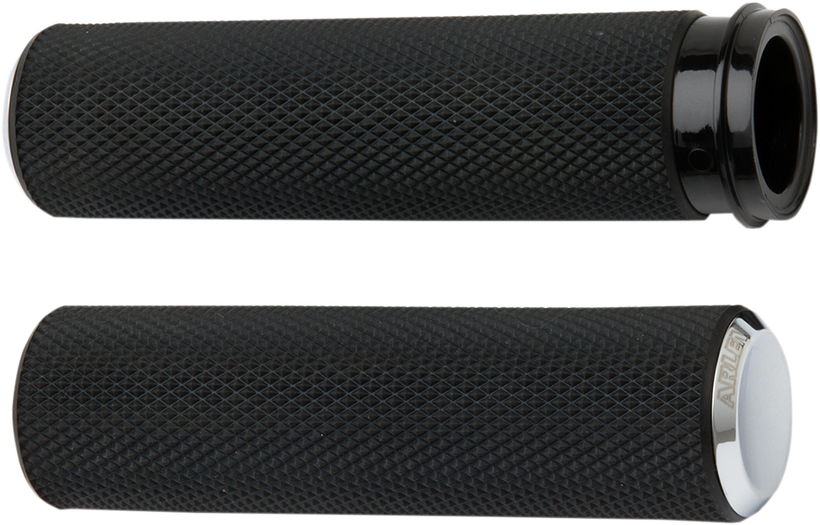 ARLEN NESS Grips - Knurled - Cable - Chrome 07-324