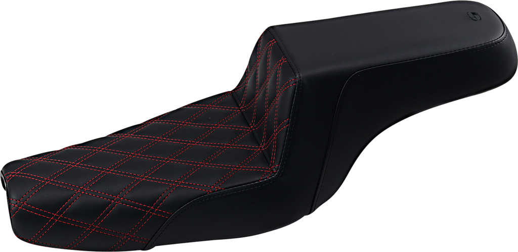 SADDLEMEN Step-Up Seat - Front Lattice Stitch/With Red Stitching - Black - XL 807-11-172RD