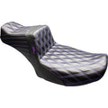 LE PERA Tailwhip Daddy Long Legs Seat - Black - Purple Double Diamond Stitch - FLT/FLH '24-'25 LV-587DLDD-PR01