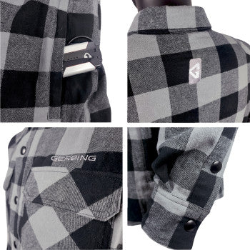 GERBING HEATED CLOTHING 7 V Battery Heated Flannel Shirt - Gray/Black - Large GER7VFS-BG-L