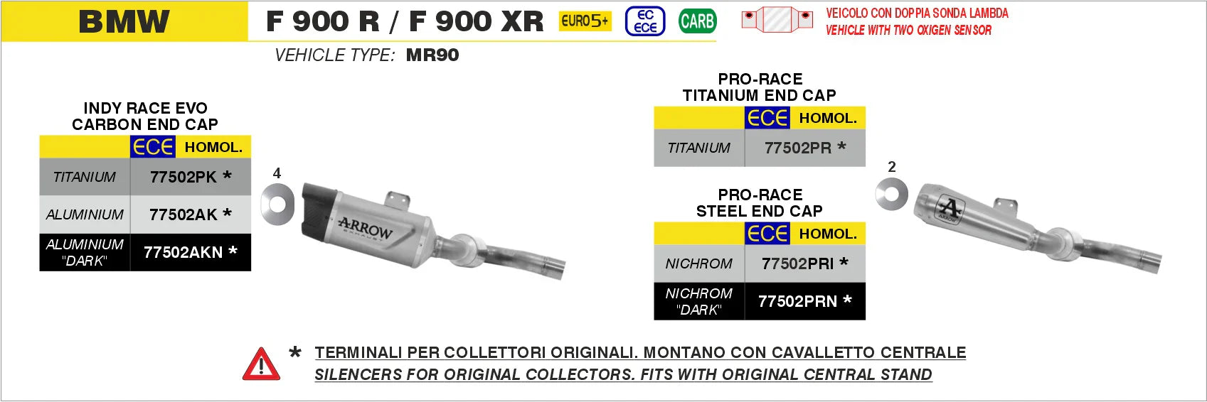 BMW F900R E5+ 2025 INDY RACE EVO ALUMINIUM DARK EXHAUST - 77502AKN