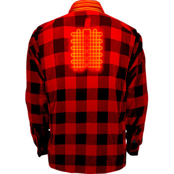 GERBING HEATED CLOTHING 7 V Battery Heated Flannel Shirt - Red/Black - Medium GER7VFS-RB-M