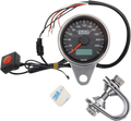 DRAG SPECIALTIES 2.4" KMH Programmable Mini Electronic Speedometer with Odometer/Tripmeter - Matte Black - Black Face 21-6895ADS
