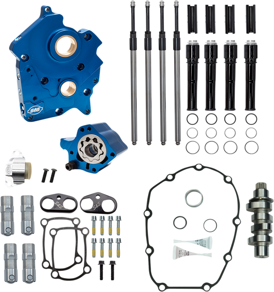 S&S CYCLE Cam Chest Kit with Plate M8 - Chain Drive - Water Cooled - 475 Cam - Black Pushrods  Road/Electra  Glide  / 310-1008B