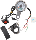 DRAG SPECIALTIES 1.87" KM/H Programmable Mini Electronic Speedometer with Odometer/Tripmeter - Polished - White Face 21-6899AWDS