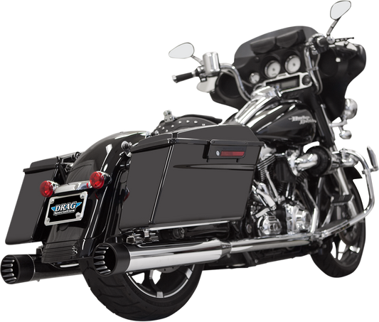 BASSANI XHAUST DNT Straight Can Mufflers for '95-'16 FL - Chrome/Black 1F7DNT5