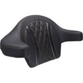 MUSTANG Deluxe Extended Arm Wrap-around Backrest - Diamond - Mandarin Orange Stitch - FLT/FLH '23-'25 88430MO