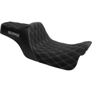 SLYFOX High Noon Seat - Double Diamond - Silver Logo - Silver Stitch - FLH/FLT '08-'23 4710D-SlyFox