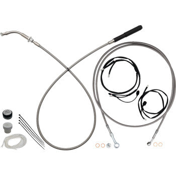 FAT BAGGERS INC. EZ Install Kit - 13"/14" Handlebars - Upper Clutch - Full Length - Braided Stainless Steel 249014