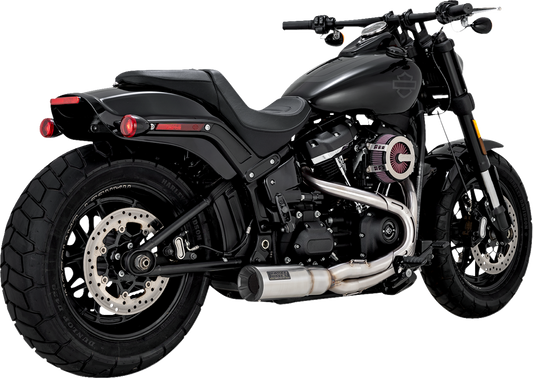 VANCE & HINES 2-into-1 Hi-Output Short Exhaust System - Stainless Steel - Brushed Softail 2018-2024  27331