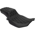 DRAG SPECIALTIES Performance Predator 2-Up Seat - Extended Reach - Vinyl - Silver Double Diamond Stitch 0801-1942