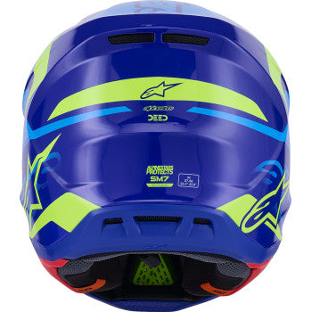 ALPINESTARS SM7 Helmet - Deed - Gloss Blue/Yellow Fluo - Small 8302426-7253-S