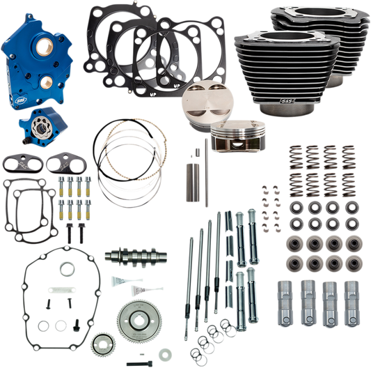 S&S CYCLE Power Pack - Gear Drive with Highlighted Fins - Black Granite - Oil Cooled - M8 NOT RECOMMENDED F/TRIKES 310-1110A