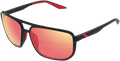 100% Konnor Aviator Sunglasses - Square - Black - Red Mirror 61043-100-43