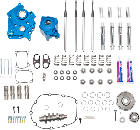 S&S CYCLE Cam Chest Kit with Plate M8 - Gear Drive - Oil Cooled - 540 Cam - Chrome Pushrods 310-1119