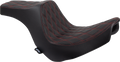 DRAG SPECIALTIES Predator III Seat - Double Diamond - Black w/ Red Stitching - FL/FX '18-'22 0802-1492