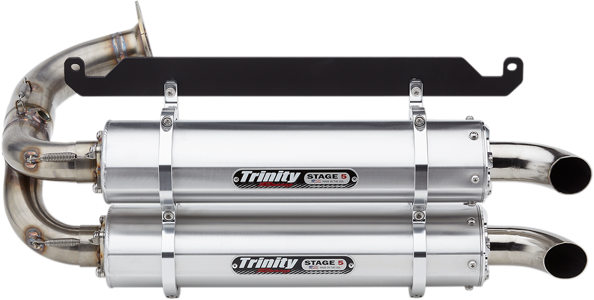 TRINITY RACING Stage 5 Slip-On Dual Muffler - Brushed Aluminum Talon 1000 2019-2024   TR-4169S