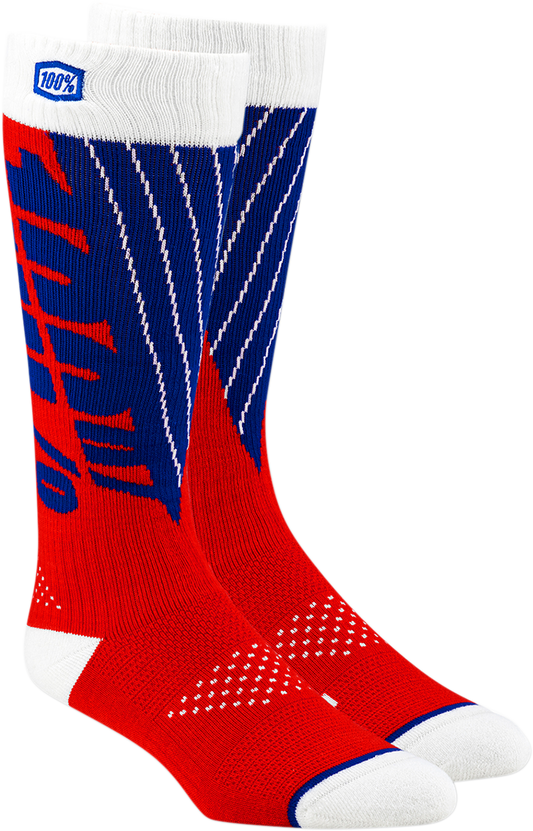 100% Torque Comfort Moto Socks - Red/Blue - Large/XL 24007-350-18