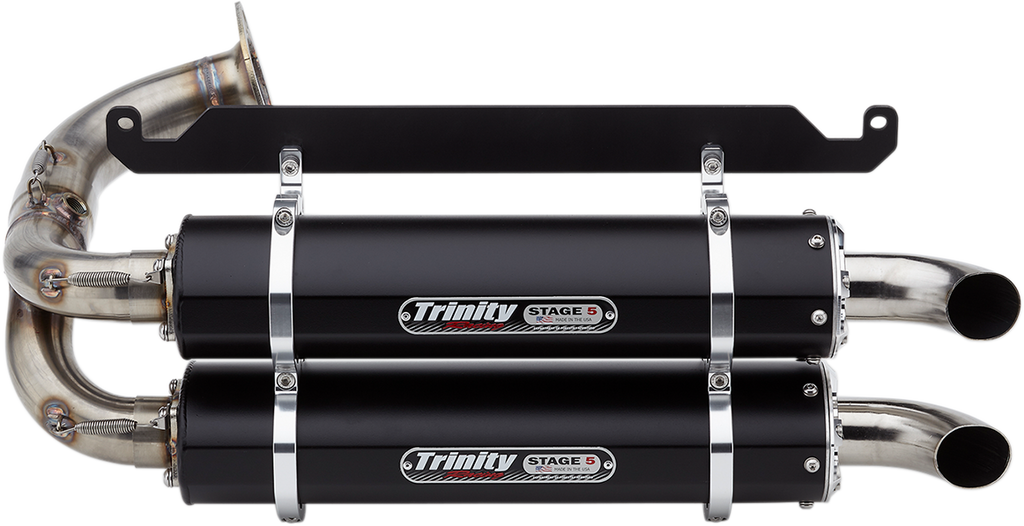 TRINITY RACING Stage 5 Slip-On Dual Muffler - Black  2019-2024 Honda Talon 2 and 4 seat  TR-4169S-BK