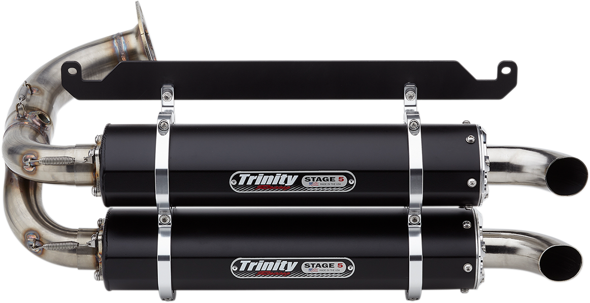 TRINITY RACING Stage 5 Slip-On Dual Muffler - Black  2019-2024 Honda Talon 2 and 4 seat  TR-4169S-BK