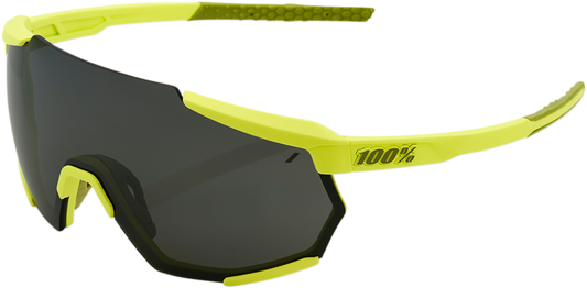 100% Racetrap Sunglasses - Yellow - Black Mirror Lens 61037-004-61