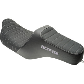SLYFOX Highnoon Seat - Vinyl - Classic Stitch - Silver Logo - FLH/FLT '08-'24 4710B-SlyFox