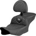 SADDLEMEN Roadsofa™ Seat - Dragon Scale Stitch - Silver Stitch - w/ Backrest - FLTR/FLHX '23-'24 823-07-208B5