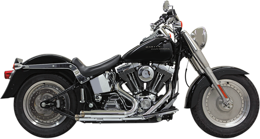 BASSANI XHAUST Pro Street Exhaust - Chrome - Slash Cut - '86-'17 Softail 1S24F