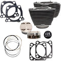 S&S CYCLE 129" Cylinder Kit - 4.375" Stroke - Wrinkle Black w/o Highlighted Fins - M8 910-0844A
