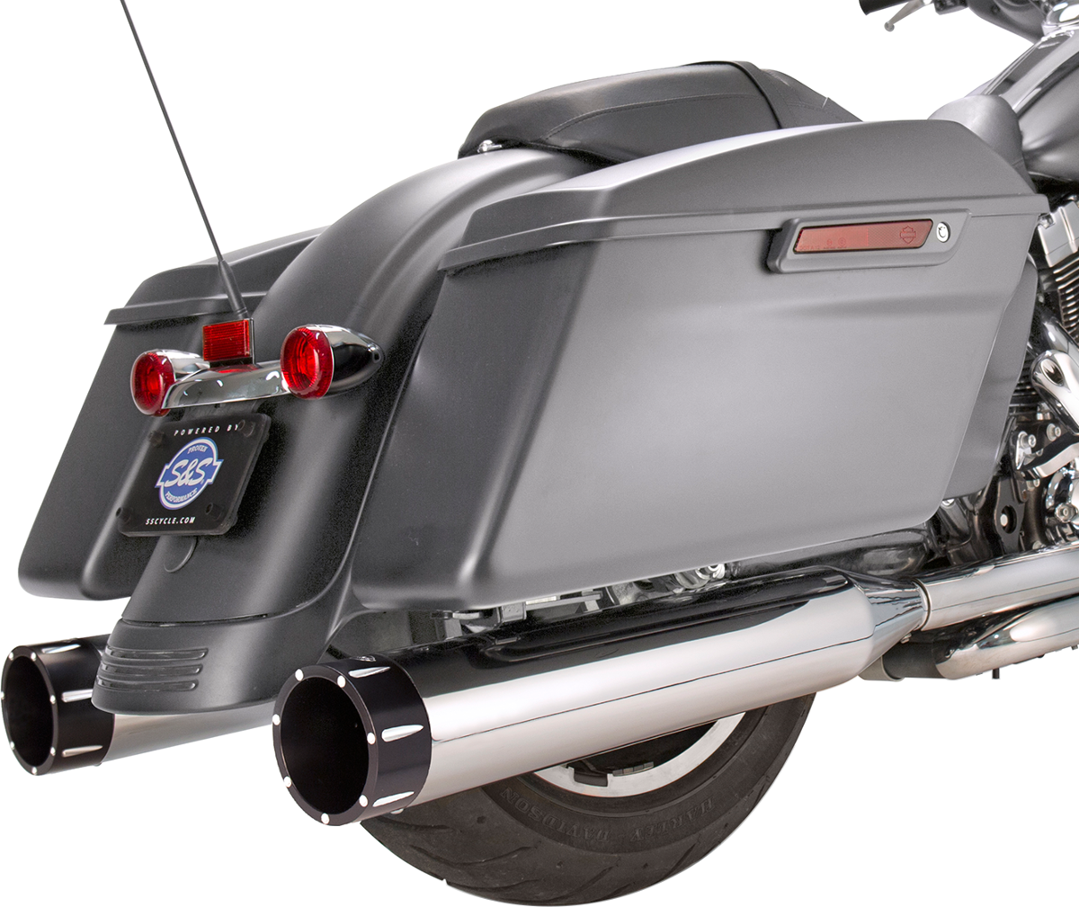 S&S CYCLE MK45 Mufflers - Chrome - Black Tracer S/B CHR W/BLK END CAPS 550-0668