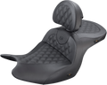 SADDLEMEN Roadsofa Seat - With Backrest - Full Lattice Stitch - Black - Heated - GL H18-07-182BRHCT