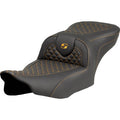 SADDLEMEN Roadsofa™ Seat - Dragon Scale Stitch - Gold Stitch - w/o Backrest - FLTR/FLHX '23-'24 823-07-20807