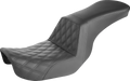 SADDLEMEN Step-Up Seat - Front Lattice Stitch - Black - Dyna 806-04-192