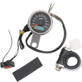DRAG SPECIALTIES 1.87" KM/H Programmable Mini Electronic Speedometer with Odometer/Tripmeter - Polished - Black Face 21-6899ADS