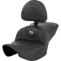 SADDLEMEN Roadsofa™ Seat - Carbon Fiber - Silver Stitch/Silver Logo - with Backrest - FL '23-'24 823-07-185BR