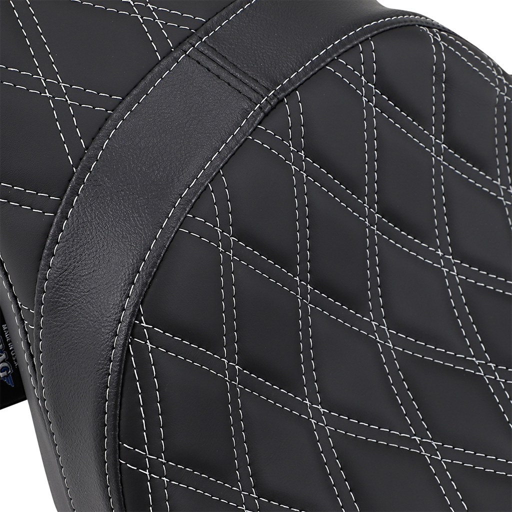 DRAG SPECIALTIES Predator 2-Up Seat - Double Diamond - Silver Stitching - FL '08-'22 0801-1271