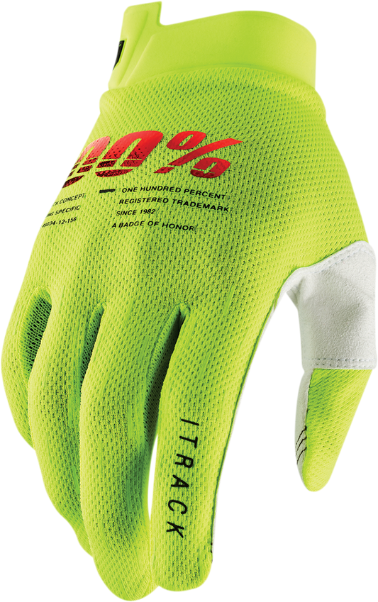 100% iTrack Gloves - Fluo Yellow - Large 10008-00012