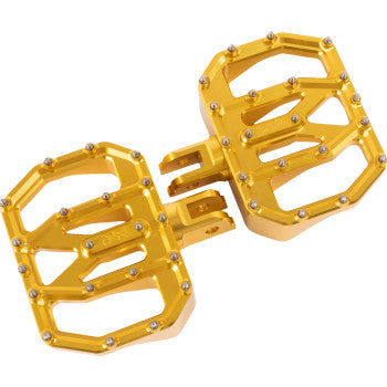 THRASHIN SUPPLY CO. Mini Aggressor Floorboards - Gold - Front TSC-2031-3-SF