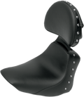 SADDLEMEN Heels Down Solo Seat - With Backrest - Studded - Black - FLSTC 806-15-0031