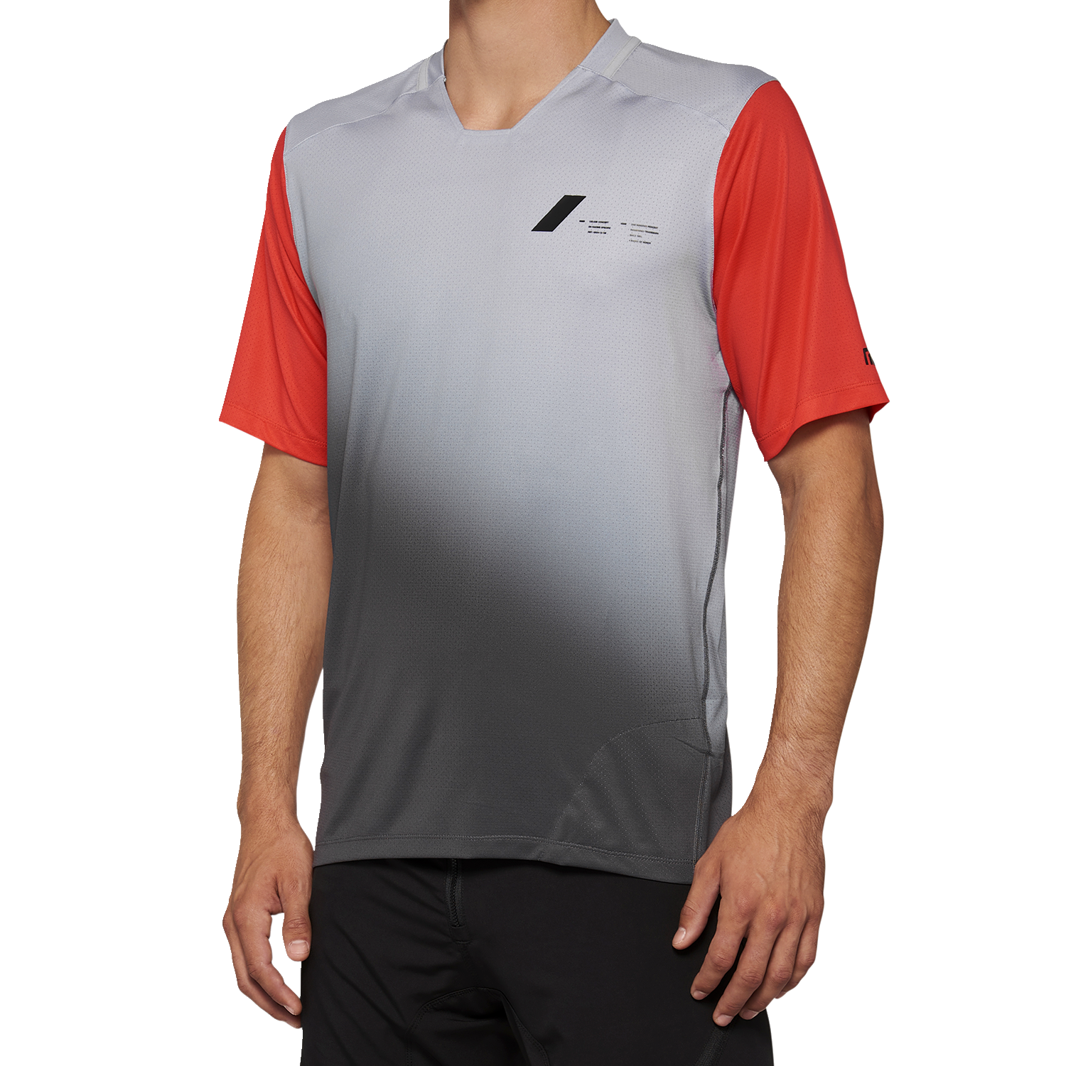 100% Celium Jersey - Short-Sleeve - Gray/Racer Red - Large 40011-00012