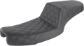 SADDLEMEN Step-Up Seat - Full Lattice Stitch - Black - Dyna 891-04-175