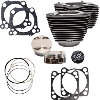 S&S CYCLE 132" Cylinder Kit - 4.500" Stroke - Black Granite w/Highlighted Fins - M8 910-0847A