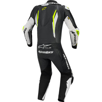 ALPINESTARS GP Tech v5 1-Piece Leather Suit - Black/White/Yellow Fluo - US 38 / EU 48 3150226-125-48