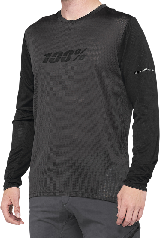 100% Ridecamp Jersey - Long-Sleeve - Black/Charcoal - Large 40028-00002