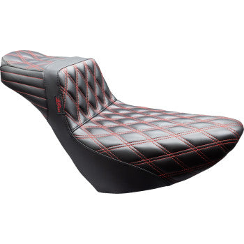 LE PERA Tailwhip Daddy Long Legs Seat - Black - Double Diamond - Red Stitch - FL/FX '18-'25 LYR-580DLDD-R01