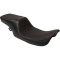 DRAG SPECIALTIES SEATS Predator 2-Up Seat - Vinyl - Double Diamond - Red Stitching - w/o Backrest - FL '97-'07  0801-1998