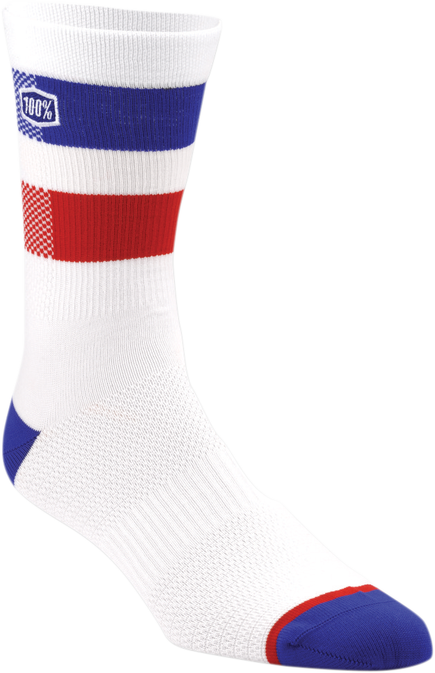 100% Flow Performance Socks - White - Large/XL 20049-00005